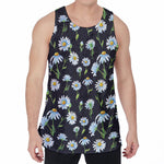 Watercolor Daisy Floral Pattern Print Men's Velvet Tank Top