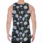 Watercolor Daisy Floral Pattern Print Men's Velvet Tank Top