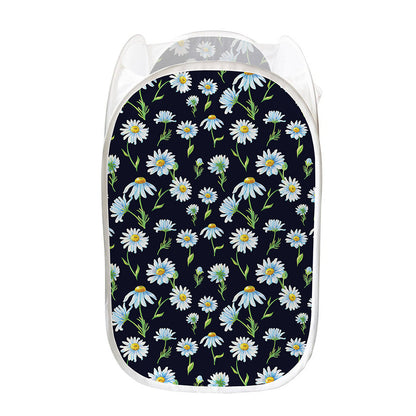 Watercolor Daisy Floral Pattern Print Mesh Laundry Hamper