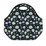 Watercolor Daisy Floral Pattern Print Neoprene Lunch Bag