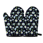 Watercolor Daisy Floral Pattern Print Oven Mitts