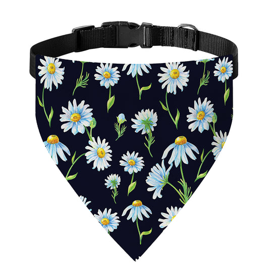 Watercolor Daisy Floral Pattern Print Over The Collar Dog Bandana