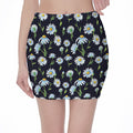 Watercolor Daisy Floral Pattern Print Pencil Mini Skirt