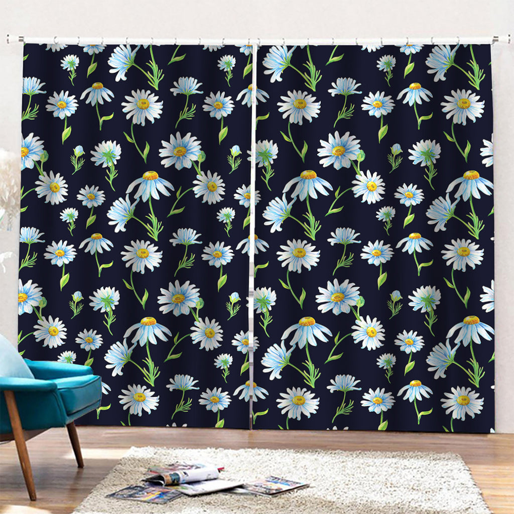 Watercolor Daisy Floral Pattern Print Pencil Pleat Curtains