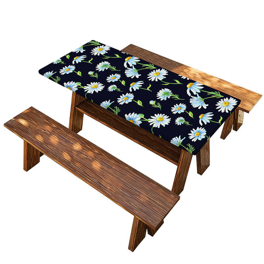 Watercolor Daisy Floral Pattern Print Picnic Table Cover