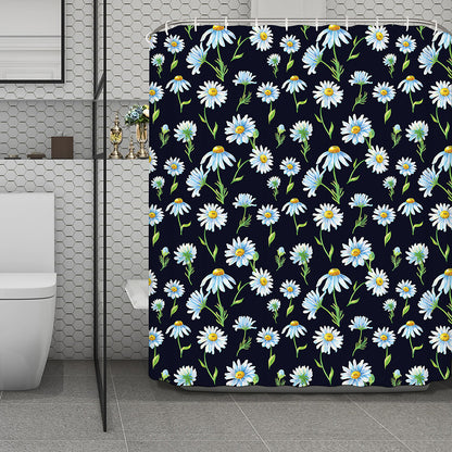 Watercolor Daisy Floral Pattern Print Polyester Shower Curtain