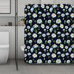 Watercolor Daisy Floral Pattern Print Polyester Shower Curtain