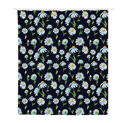 Watercolor Daisy Floral Pattern Print Polyester Shower Curtain