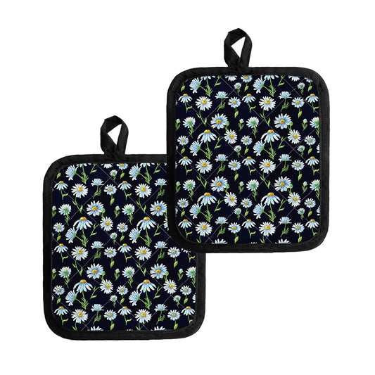 Watercolor Daisy Floral Pattern Print Pot Holders