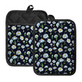 Watercolor Daisy Floral Pattern Print Pot Holders With Pocket