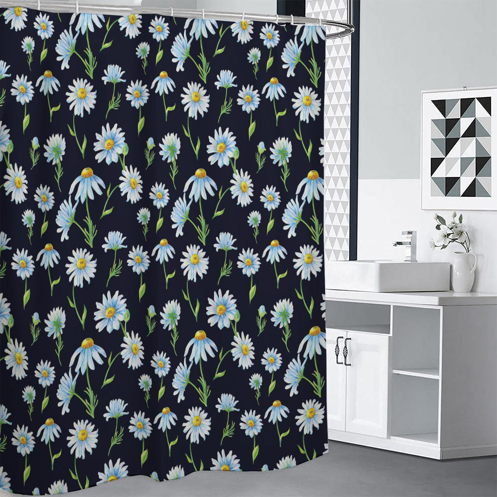 Watercolor Daisy Floral Pattern Print Premium Shower Curtain