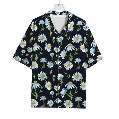 Watercolor Daisy Floral Pattern Print Rayon Hawaiian Shirt