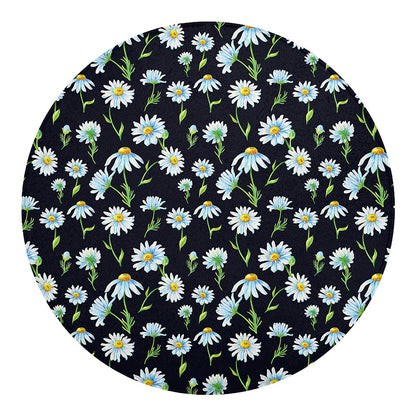 Watercolor Daisy Floral Pattern Print Round Blanket