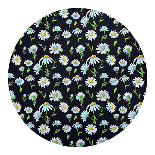 Watercolor Daisy Floral Pattern Print Round Blanket
