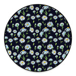 Watercolor Daisy Floral Pattern Print Round Floor Mat