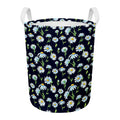 Watercolor Daisy Floral Pattern Print Round Laundry Basket