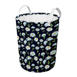 Watercolor Daisy Floral Pattern Print Round Laundry Basket