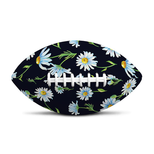 Watercolor Daisy Floral Pattern Print Rugby Ball