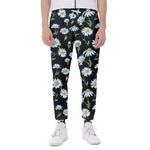 Watercolor Daisy Floral Pattern Print Scuba Joggers