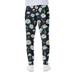 Watercolor Daisy Floral Pattern Print Scuba Joggers