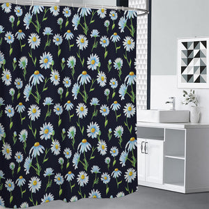 Watercolor Daisy Floral Pattern Print Shower Curtain