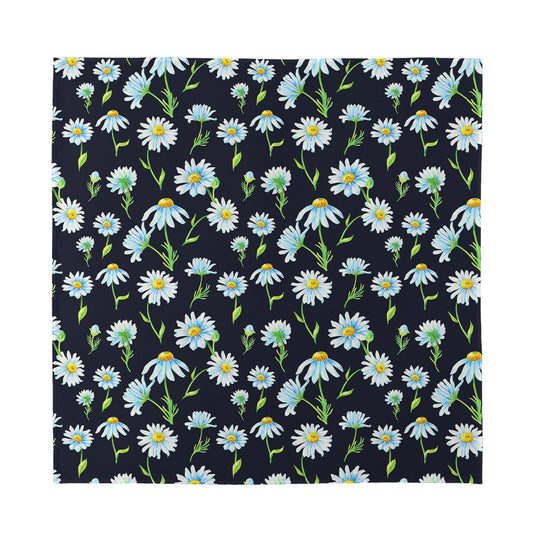 Watercolor Daisy Floral Pattern Print Silk Bandana