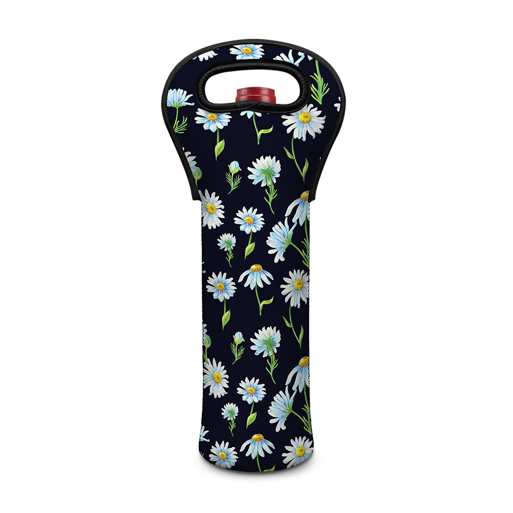 Watercolor Daisy Floral Pattern Print Single Neoprene Wine Tote