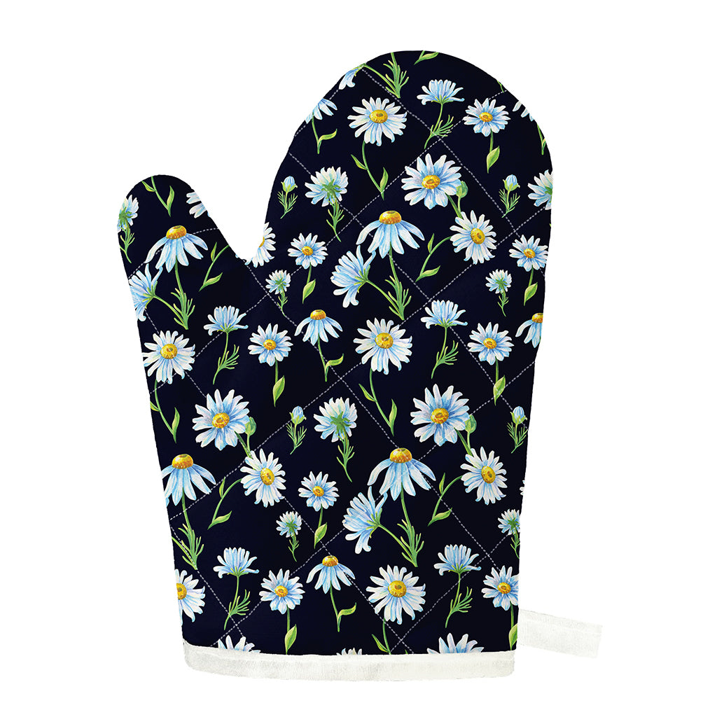 Watercolor Daisy Floral Pattern Print Single Oven Mitt