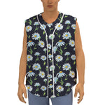 Watercolor Daisy Floral Pattern Print Sleeveless Baseball Jersey