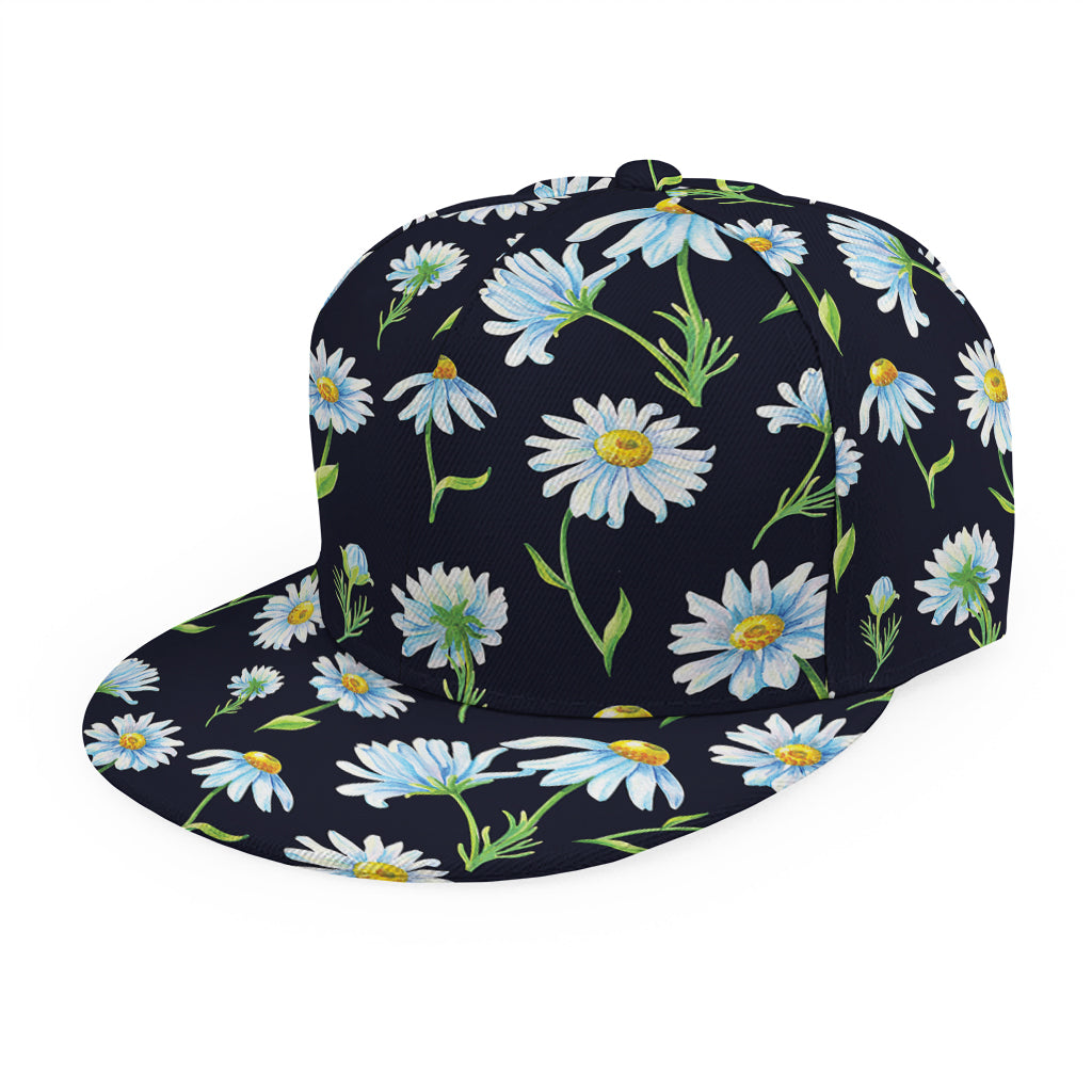 Watercolor Daisy Floral Pattern Print Snapback Cap