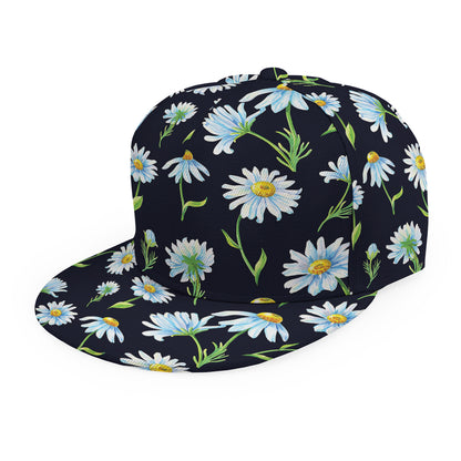 Watercolor Daisy Floral Pattern Print Snapback Cap