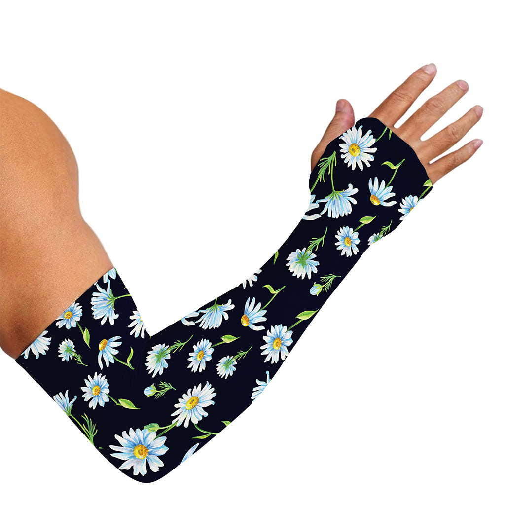 Watercolor Daisy Floral Pattern Print Sun Protection Arm Sleeves