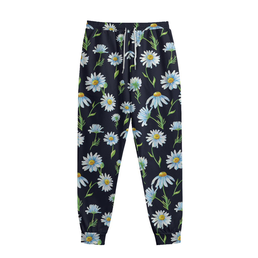 Watercolor Daisy Floral Pattern Print Sweatpants