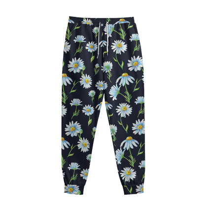 Watercolor Daisy Floral Pattern Print Sweatpants