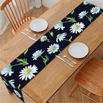 Watercolor Daisy Floral Pattern Print Table Runner