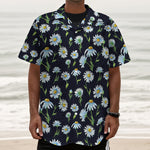 Watercolor Daisy Floral Pattern Print Textured Short Sleeve Shirt