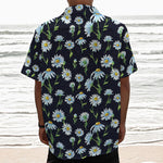 Watercolor Daisy Floral Pattern Print Textured Short Sleeve Shirt