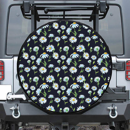 Watercolor Daisy Floral Pattern Print Tire Cover