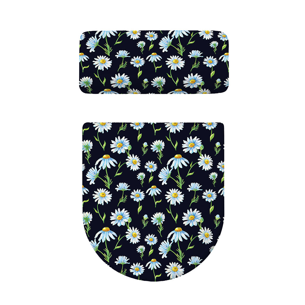 Watercolor Daisy Floral Pattern Print Toilet Lid And Tank Cover Set