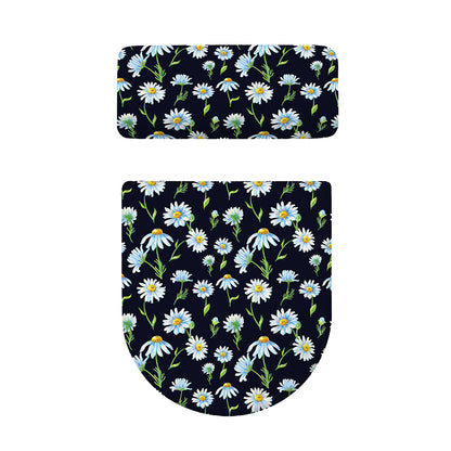 Watercolor Daisy Floral Pattern Print Toilet Lid And Tank Cover Set