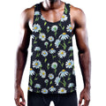 Watercolor Daisy Floral Pattern Print Men's Workout Tank Top