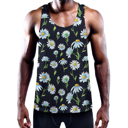 Watercolor Daisy Floral Pattern Print Training Tank Top