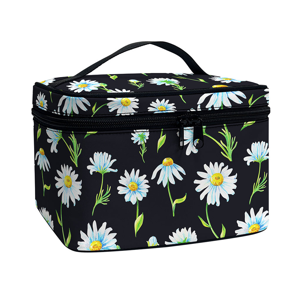 Watercolor Daisy Floral Pattern Print Travel Makeup Bag