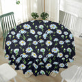 Watercolor Daisy Floral Pattern Print Waterproof Round Tablecloth