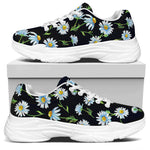 Watercolor Daisy Floral Pattern Print White Chunky Shoes