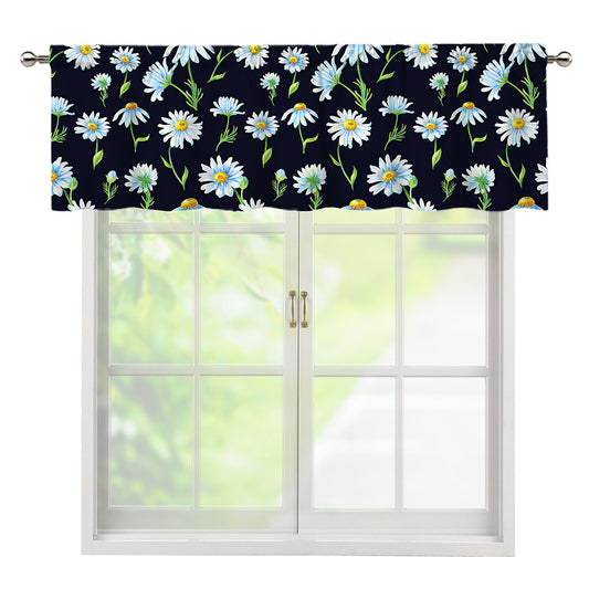 Watercolor Daisy Floral Pattern Print Window Valance