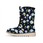 Watercolor Daisy Floral Pattern Print Winter Boots
