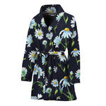 Watercolor Daisy Floral Pattern Print Women's Bathrobe