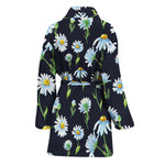 Watercolor Daisy Floral Pattern Print Women's Bathrobe