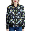 Watercolor Daisy Floral Pattern Print Women's Bomber Jacket